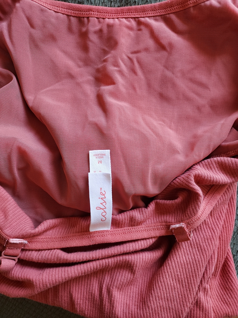 Colsie Ribbed Rust Pink Adjustable-Strap Bodysuit - Picture 5 of 5